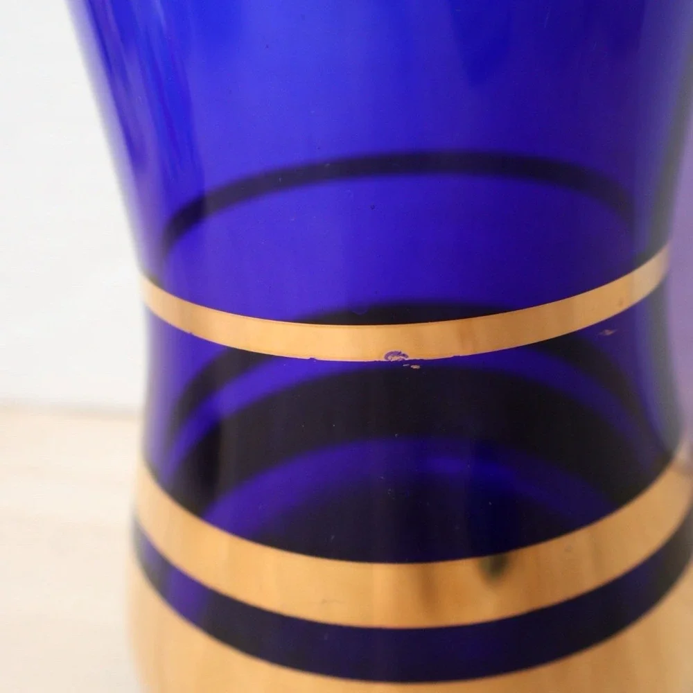 VTG Cobalt Blue & Gold Borske Sklo Union 8
